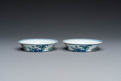 A pair of Chinese doucai chicken bowls, Cai Hua Tang Zhi 彩華堂製 hallmark, Qianlong
