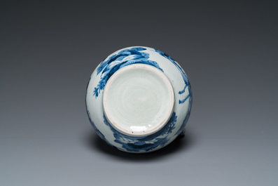 A Japanese blue and white jug with figures in a landscape, Edo, 17th C.