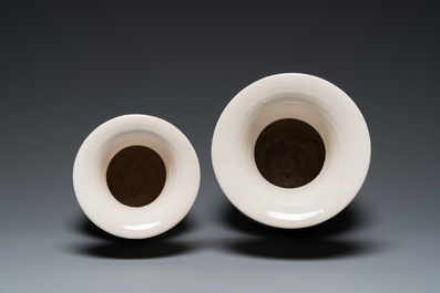 Two Chinese grisaille vases, one with a Jinhe 錦合 mark, Fengxi Chaozhou kilns, 19/20th C.