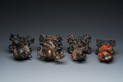 Four Chinese Fuzhou or Foochow lacquer figures, 19/20th C.