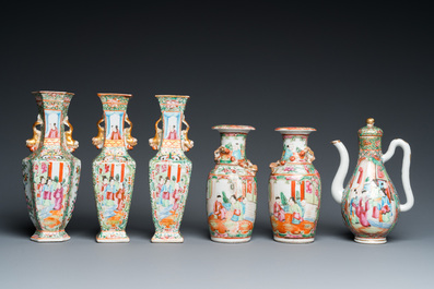 A varied collection of Chinese Canton famille rose porcelain, 19th C.