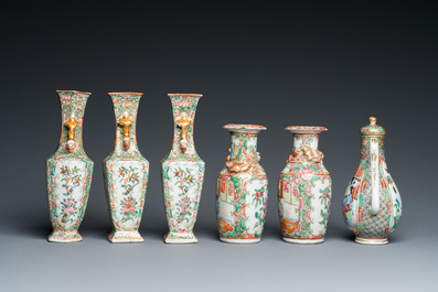 A varied collection of Chinese Canton famille rose porcelain, 19th C.