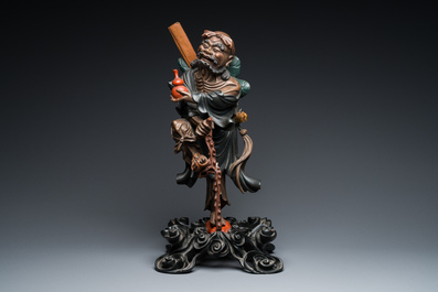 A large Chinese Fuzhou or Foochow lacquer figure of Li Tieguai, 19th C.