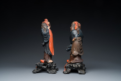 Two large Chinese Fuzhou or Foochow lacquer figures of immortals, 19/20th C.