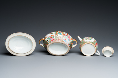 A varied collection of Chinese Canton famille rose porcelain, 19th C.