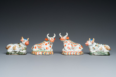 Four pairs of Dutch Delft cows, 18th C.