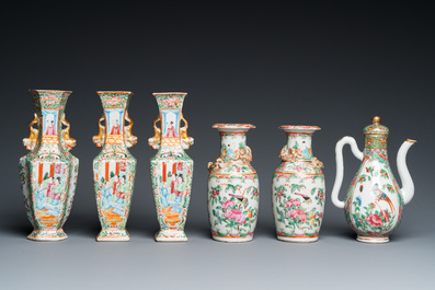 A varied collection of Chinese Canton famille rose porcelain, 19th C.