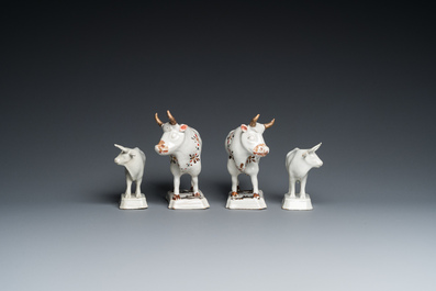 Four pairs of Dutch Delft cows, 18th C.