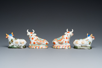 Four pairs of Dutch Delft cows, 18th C.