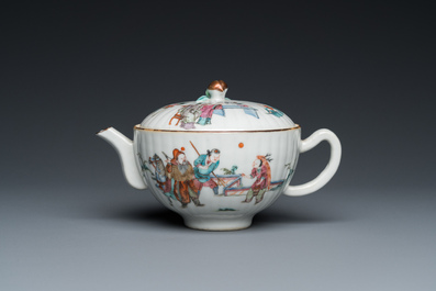 A Chinese famille rose 'elephant' teapot and cover, Tongzhi mark and of the period