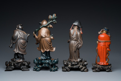 Four Chinese Fuzhou or Foochow lacquer figures, 19/20th C.