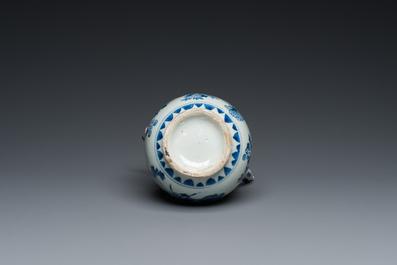 A Chinese blue and white silver-mounted ewer, Transitional period