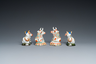 Four pairs of Dutch Delft cows, 18th C.