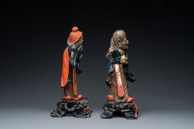 Two large Chinese Fuzhou or Foochow lacquer figures of immortals, 19/20th C.