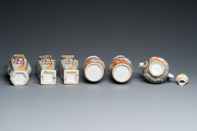 A varied collection of Chinese Canton famille rose porcelain, 19th C.