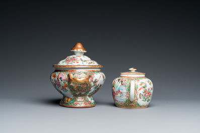 Een diverse collectie Chinees Canton famille rose porselein, 19e eeuw