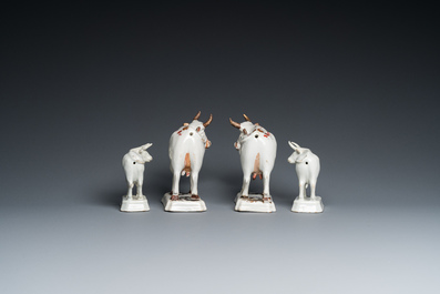 Four pairs of Dutch Delft cows, 18th C.