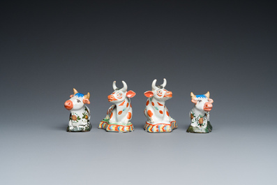 Four pairs of Dutch Delft cows, 18th C.