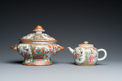 A varied collection of Chinese Canton famille rose porcelain, 19th C.