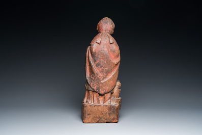 Groupe en bois sculpt&eacute; et polychrom&eacute; figurant Saint-Nicolas et trois gar&ccedil;ons se baignant, 15/16&egrave;me