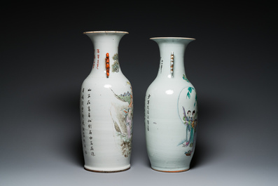 Two Chinese famille rose vases, signed Heng Shengyi 横甡義 and Zhou Yuxing 周裕興, one dated 1904