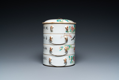Bo&icirc;te &agrave; quatre compartiments en porcelaine de Chine qianjiang cai, sign&eacute;e Yu Chun 喻春, dat&eacute;e 1907