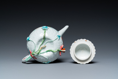 A Chinese famille rose 'rooster' teapot and cover, Yongzheng