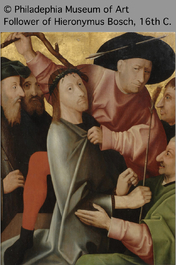 Follower of Hi&euml;ronymus Bosch (ca. 1450&ndash;1516): Christ mocked (The Crowning with Thorns), oil on panel