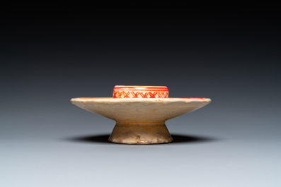 A Chinese Cizhou cup stand, Jin/Yuan