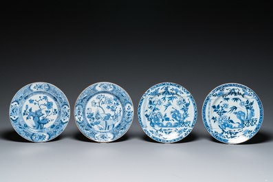 Eight Chinese blue and white plates, Kangxi