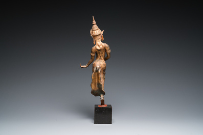 Sculpture d'une danseuse Khon en bronze dor&eacute;, Tha&iuml;lande, 19&egrave;me