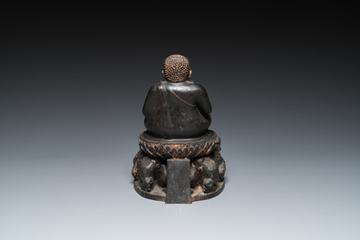 Bouddha en bronze aux traces de dorure, Tha&iuml;lande, 19&egrave;me