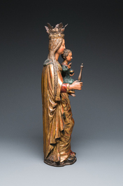 A large Flemish polychromed wood sculpture of the Virgin with Child, 16/17th C.