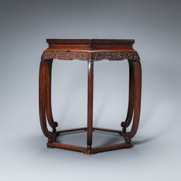 A Chinese hexagonal wooden table, Qing