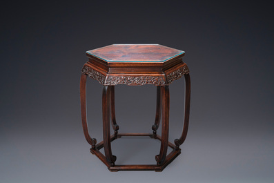 A Chinese hexagonal wooden table, Qing