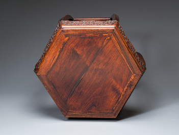 A Chinese hexagonal wooden table, Qing