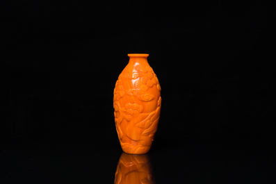 A Chinese orange Beijing glass 'scholars' vase, Yongzheng/Qianlong