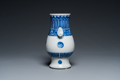 A Chinese blue and white 'hu' vase with yin and yang design, Kangxi
