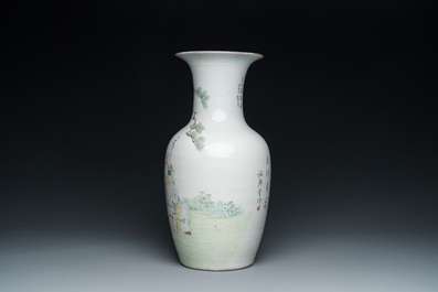 A Chinese qianjiang cai 'scholars' vase, dated 1895