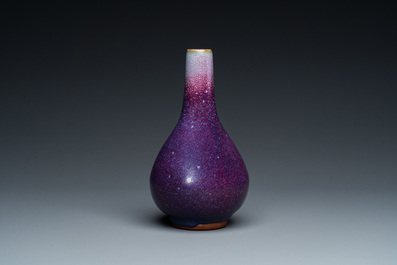 A Chinese flamb&eacute;-glazed bottle vase, 19th C.