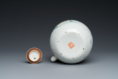 A Chinese famille rose teapot and cover, Luo Yong Fa Hao 羅永發號 mark, 19th C.