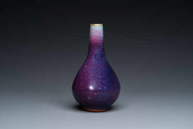 A Chinese flamb&eacute;-glazed bottle vase, 19th C.