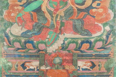 Thangka figurant Tara Verte, Tibet, 17&egrave;me