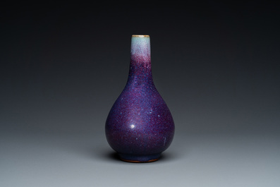 A Chinese flamb&eacute;-glazed bottle vase, 19th C.