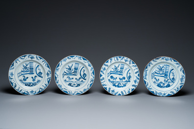 18 Chinese blauw-witte schotels en borden, Kangxi/Qianlong