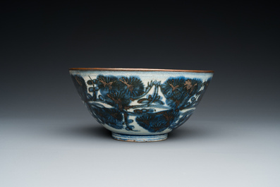 Bol en porcelaine de Chine en bleu et blanc dite 'de Swatow', marque de Wan Fu You Tong 万福攸同, Ming
