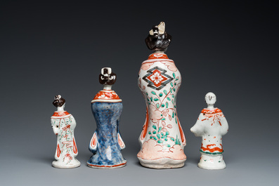 Four Japanese Imari sculptures of an actor, Edo, 1st half 18th C.