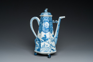 A Chinese blue and white 'Europa and the bull' coffeepot and cover, Kangxi