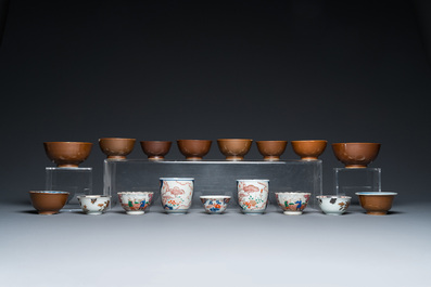 Collection vari&eacute;e de tasses et soucoupes en porcelaine de Chine, 18/19&egrave;me