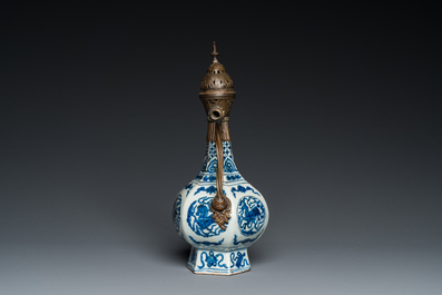 A Chinese blue and white gilt-bronze mounted vase transformed into a ewer for the Ottoman market, Jiajing